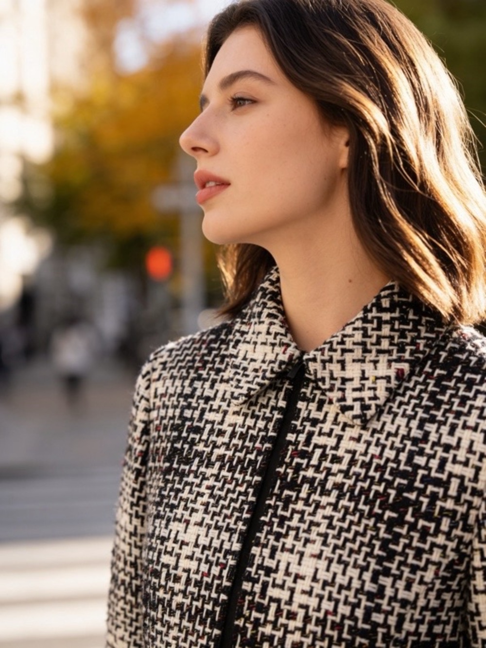 Classic Black & White Tweed lined blazer - Women